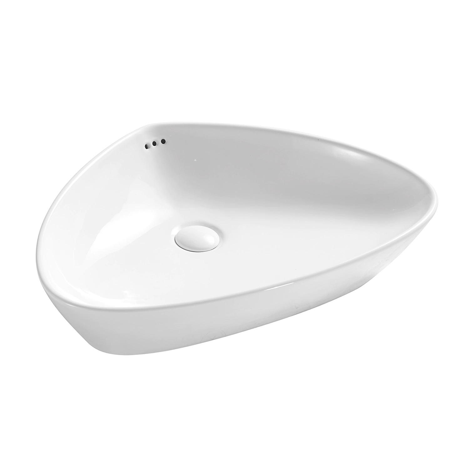 Bathroom 24-inch triangle bathroom sink large porcelain sink 61 cm vessel sink in white color with overflow